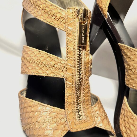 Michael Michael Kors-Women's Tan/Camel Leather-3 3/4" Heels-Unique 7 1/2-Zipper - Picture 7 of 16